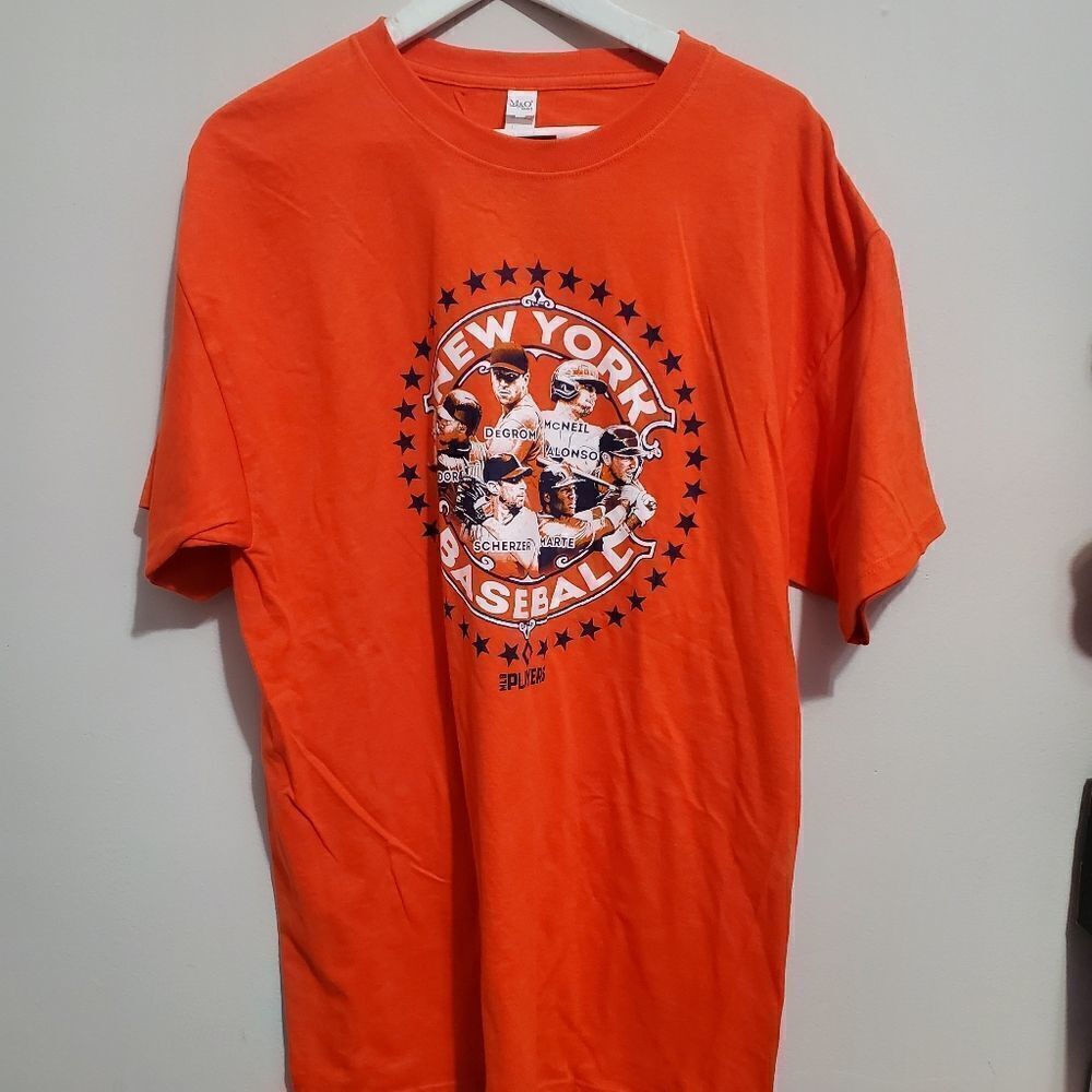 NWT New York Mets Mens T-Shirt MLB Size Large Orange/blue